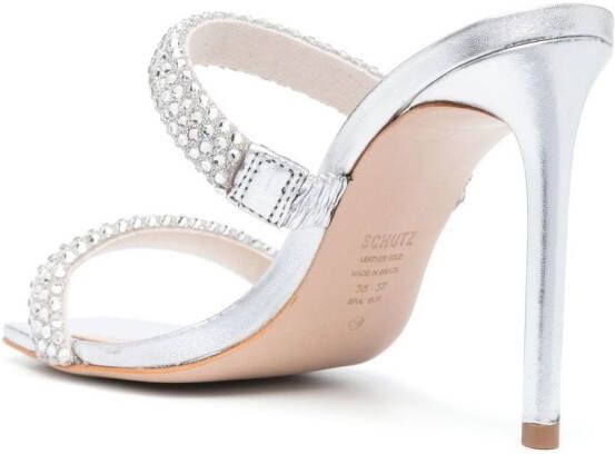Schutz crystal-embellished leather sandals Silver