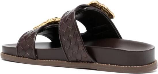 Schutz Enola woven leather sandals Brown