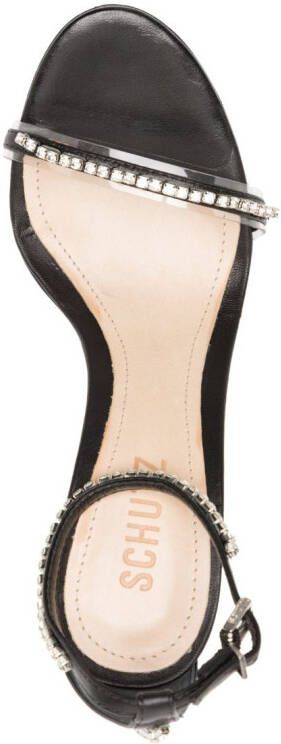 Schutz Fabienne 110mm crystal-embellished leather sandals Black