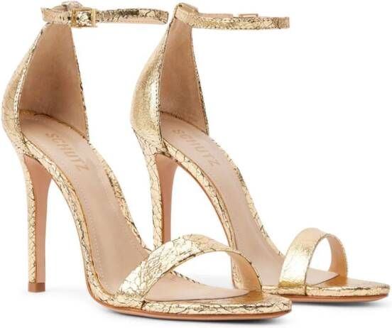 Schutz Gisele 105mm metallic-finish sandals Gold