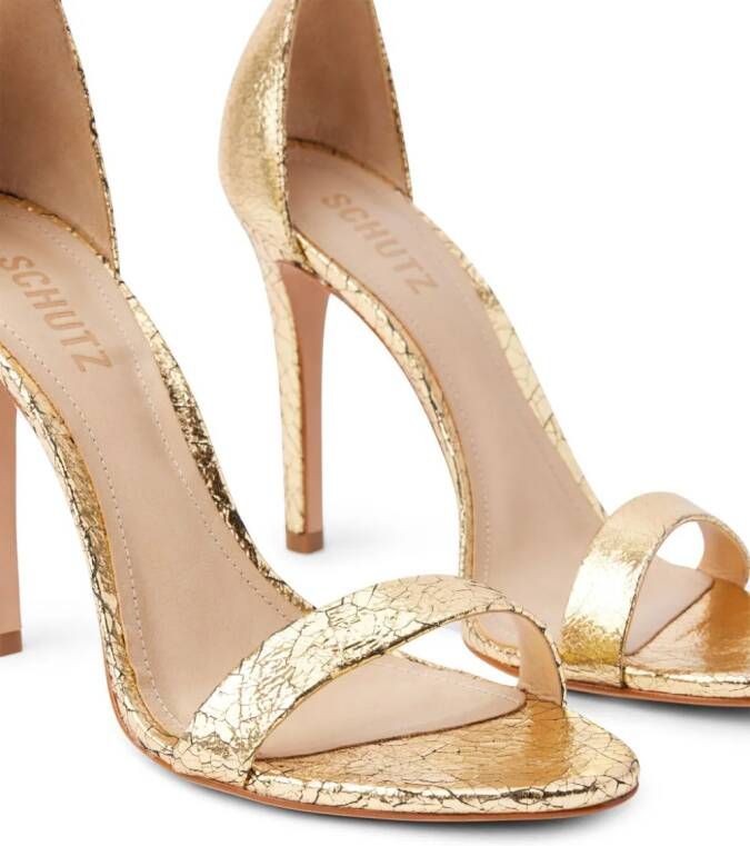 Schutz Gisele 105mm metallic-finish sandals Gold