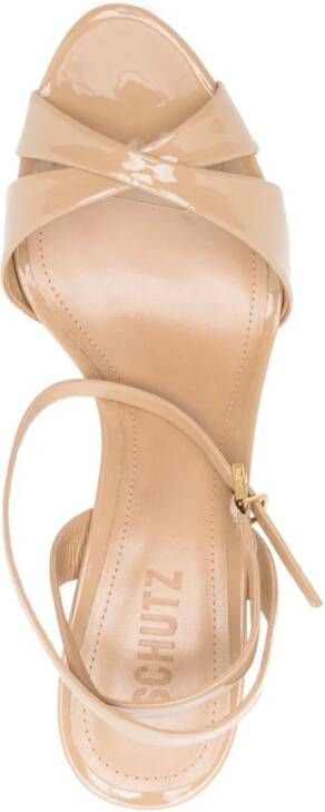 Schutz Hilda 80mm patent leather sandals Brown