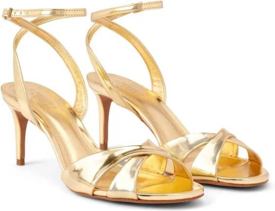 Schutz Hilda 80mm patent leather sandals Gold