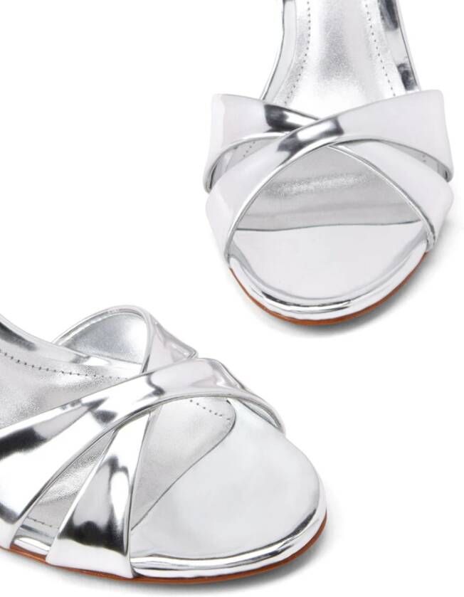 Schutz Hilda 80mm patent leather sandals Silver