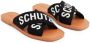 Schutz logo-print flat leather slides Black - Thumbnail 2