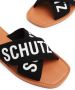 Schutz logo-print flat leather slides Black - Thumbnail 4