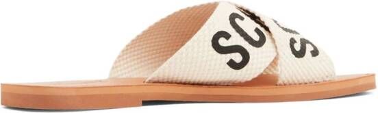 Schutz logo-print straps slides Neutrals