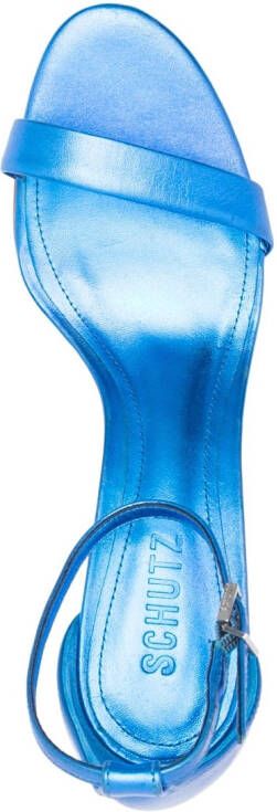 Schutz metallic-finish 85mm leather sandals Blue