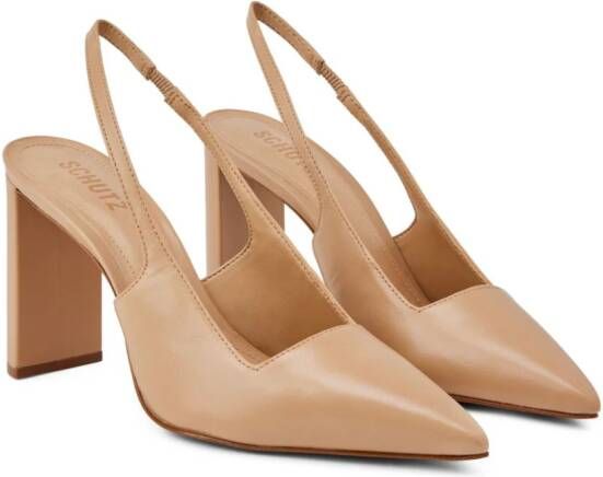Schutz pointed-toe slingback leather pumps Neutrals