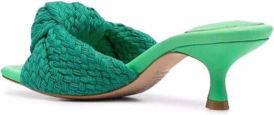 Schutz ruched square-toe sandals Green