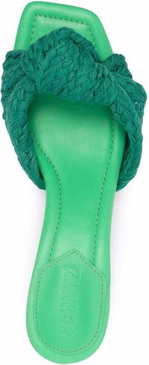 Schutz ruched square-toe sandals Green