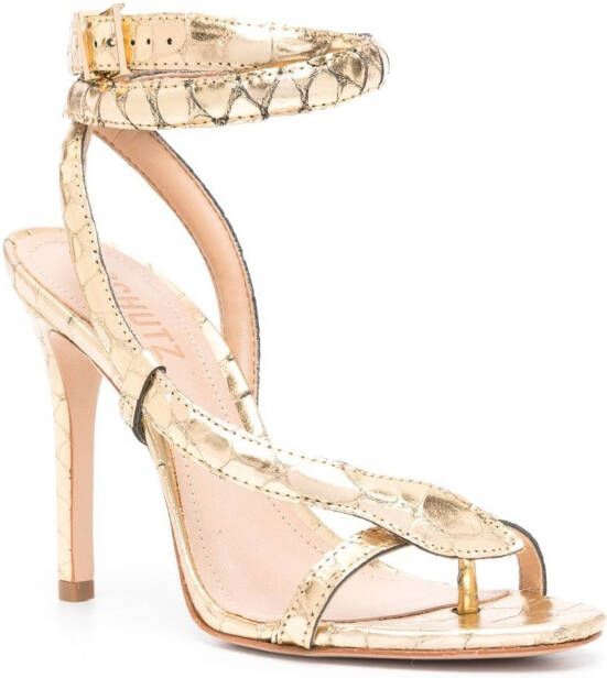 Schutz snake-embellished leather sandals Gold