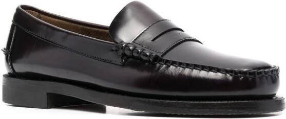 Sebago almond-toe leather loafers Brown