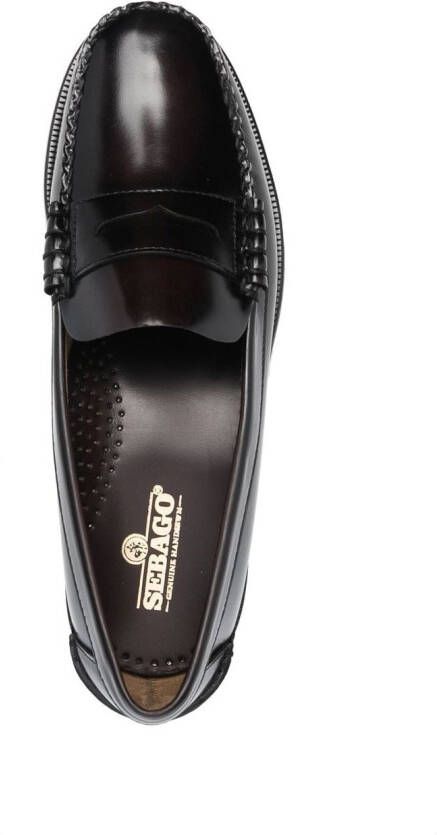 Sebago almond-toe leather loafers Brown