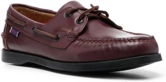 Sebago lace-up leather boat shoes Red