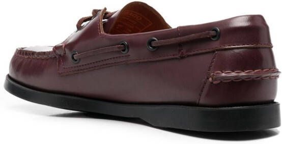 Sebago lace-up leather boat shoes Red