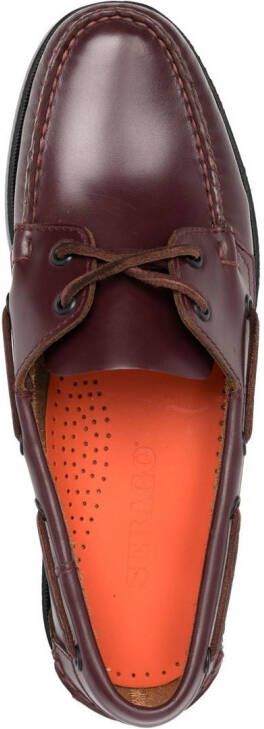 Sebago lace-up leather boat shoes Red