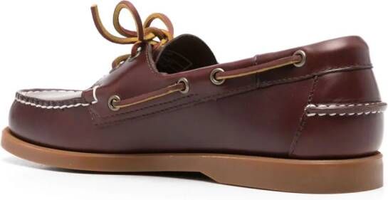 Sebago moc-stitching leather boat shoes Brown