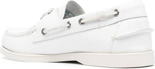 Sebago Portland leather boat shoes White