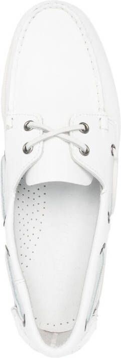 Sebago Portland leather boat shoes White