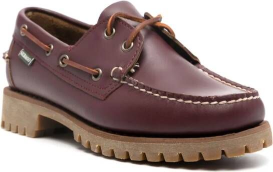Sebago rope-detailed leather loafers Red