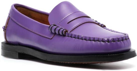 Sebago round-toe leather loafers Purple