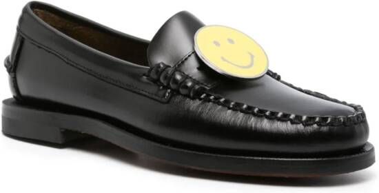 Sebago smiley face leather loafers Black