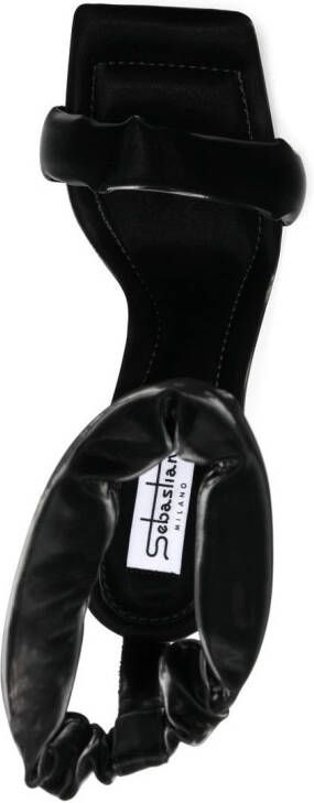 Sebastian Milano 100mm square-toe leather sandals Black