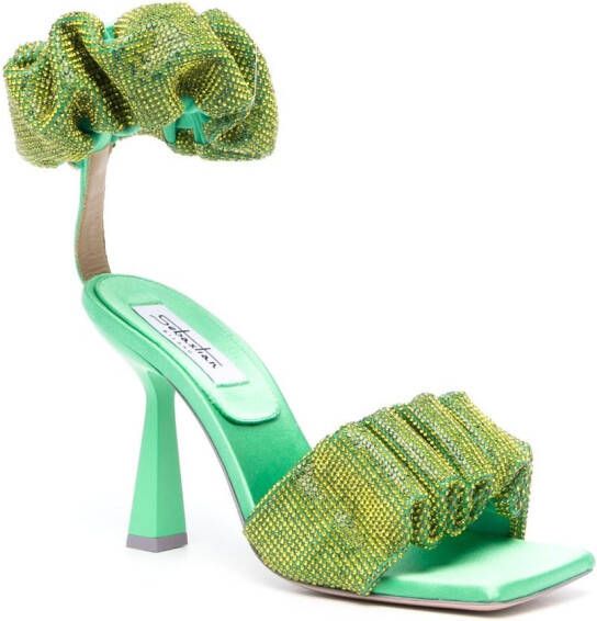 Sebastian Milano Cher 95mm crystal-embellished sandals Green