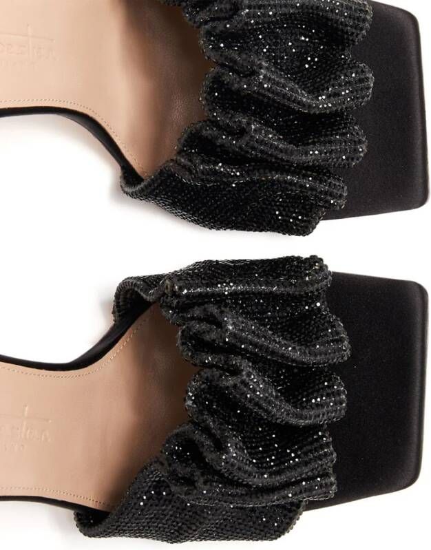 Sebastian Milano Cher 95mm draped crystal-embellished mules Black