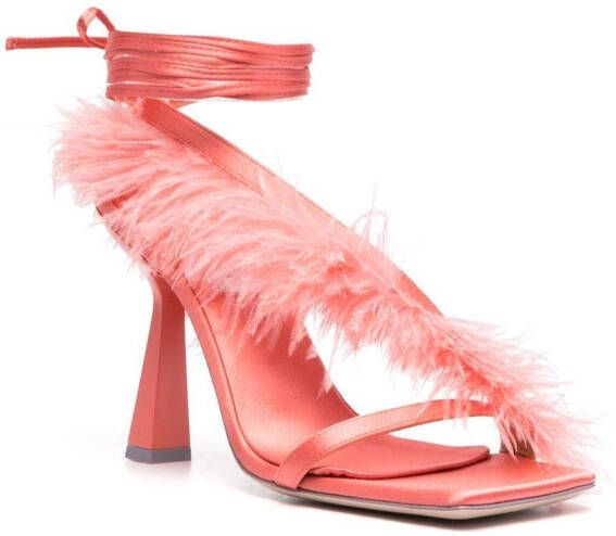 Sebastian Milano Marie A. 110mm feather-trim sandals Pink