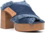 See by Chloé 100mm frayed-detailing denim mules Blue - Thumbnail 2