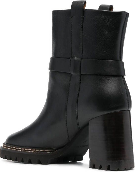 See by Chloé 100mm leather ankle boots Black