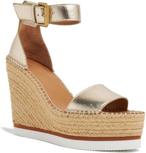 See by Chloé 105mm Glyn Espadrille Wedges Gold