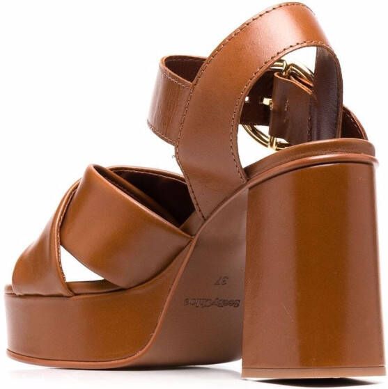 See by Chloé 105mm Lyna leather sandals Brown