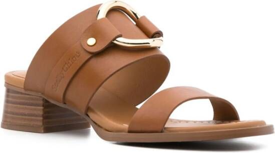 See by Chloé 45mm ring-detail leather mules Brown