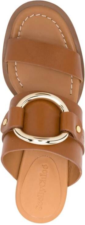 See by Chloé 45mm ring-detail leather mules Brown
