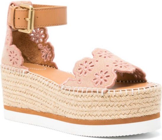See by Chloé 75mm floral-embroidered espadrilles Neutrals