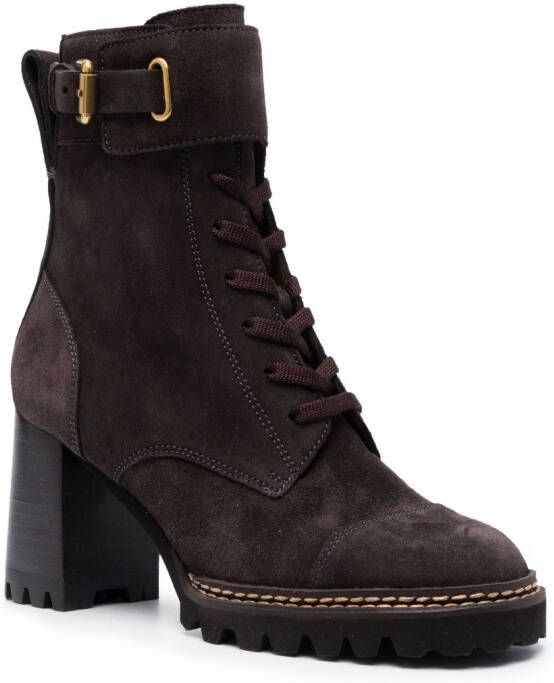 See by Chloé 80mm lace-up leather boots Brown