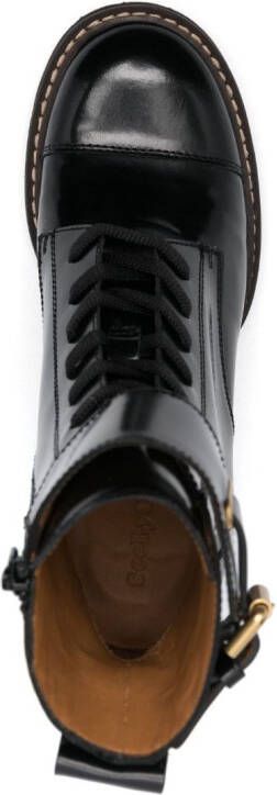 See by Chloé 80mm round-toe leather boots Black