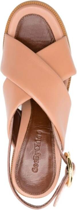 See by Chloé 85mm logo-buckle leather sandals Pink