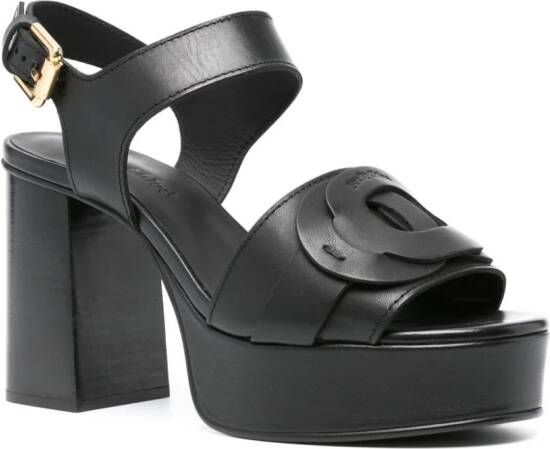 See by Chloé appliqué-detail leather platform sandals Black