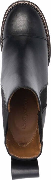 See by Chloé block-heel leather ankle boots Black