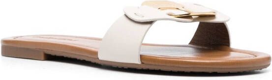 See by Chloé buckled leather sandals White