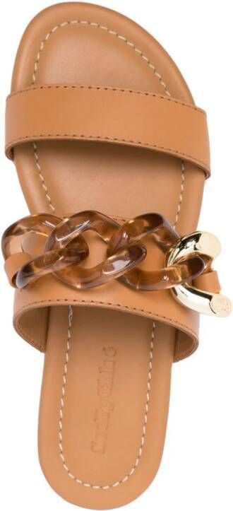 See by Chloé chain-detail leather sandals Brown