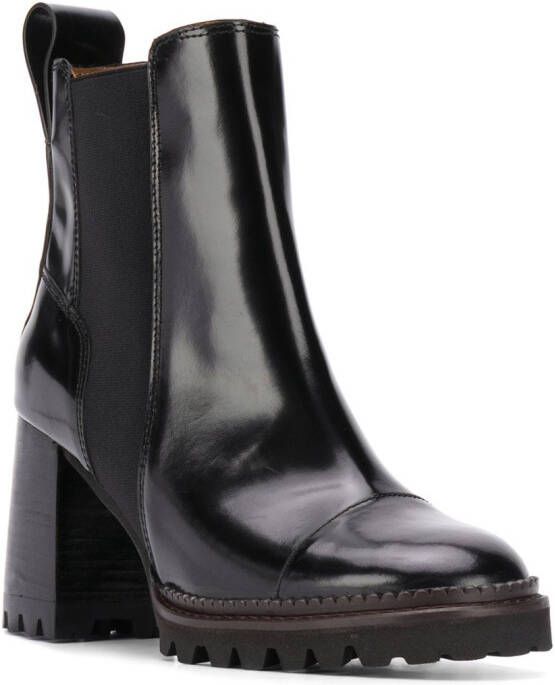 See by Chloé chunky slip-on leather boots Black