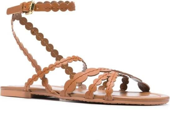 See by Chloé crossover leather sandals Brown