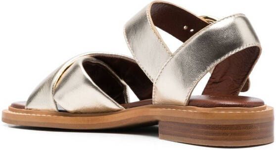 See by Chloé crossover strap metallic-finish sandals Gold