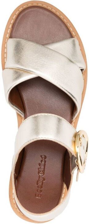See by Chloé crossover strap metallic-finish sandals Gold
