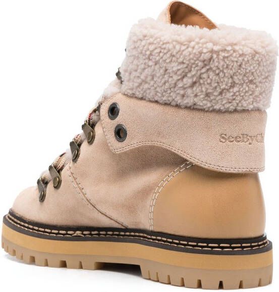 See by Chloé Eilieen shearling leather ankle boots Neutrals